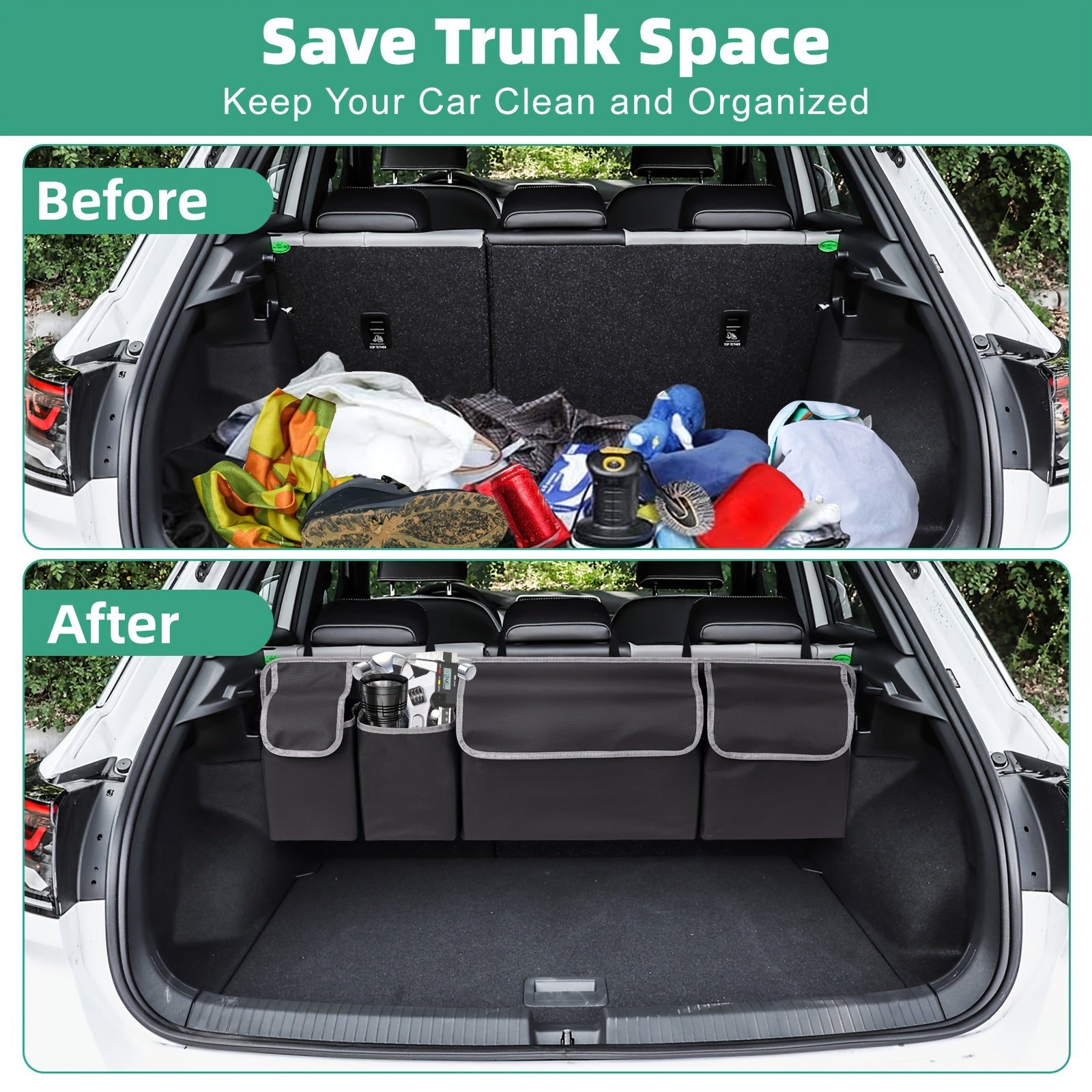 Organizador de respaldo para asiento de coche, bolsa de almacenamiento plegable con 4 bolsillos, gran capacidad