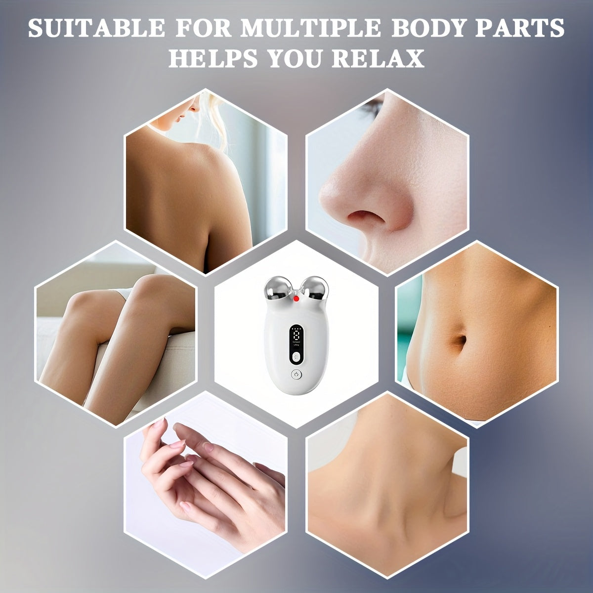 Light Beige USB Rechargeable Face and Neck Massager with 3 Modes and 9 Intensity Levels