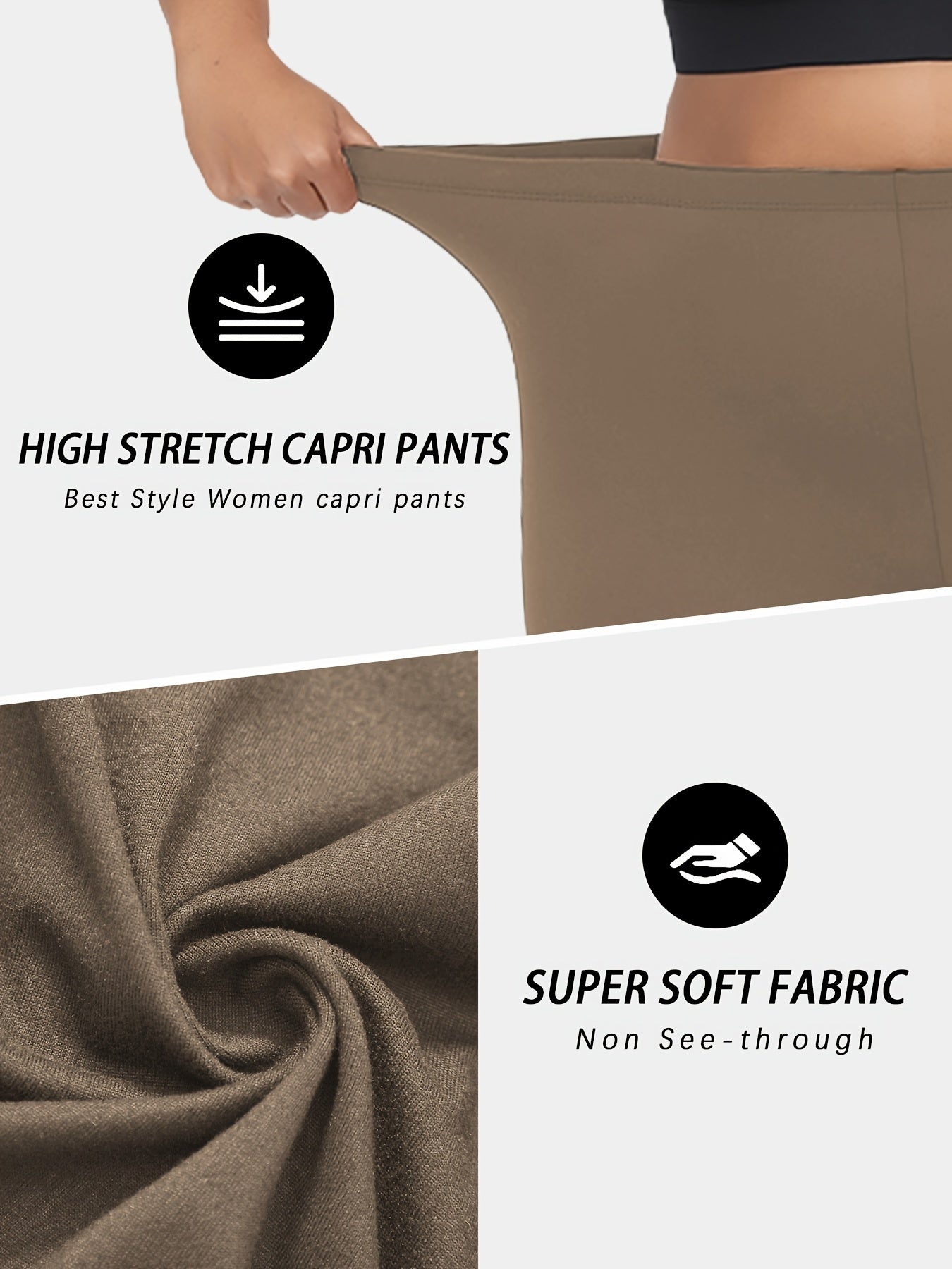 Plus Size Women's High-Stretch Soft Capri Leggings Athletic Yoga Workout Pants