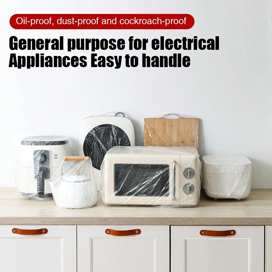 50pcs Disposable Plastic Dust Covers for Electrical Appliances Waterproof Rainproof Microwave and Electric Pot Protectors