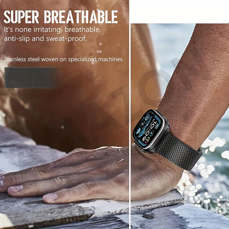 Stainless Steel Milanese Mesh Loop Watch Band for Apple Watch Series 1-10 Ultra 2 49mm 44mm 42mm