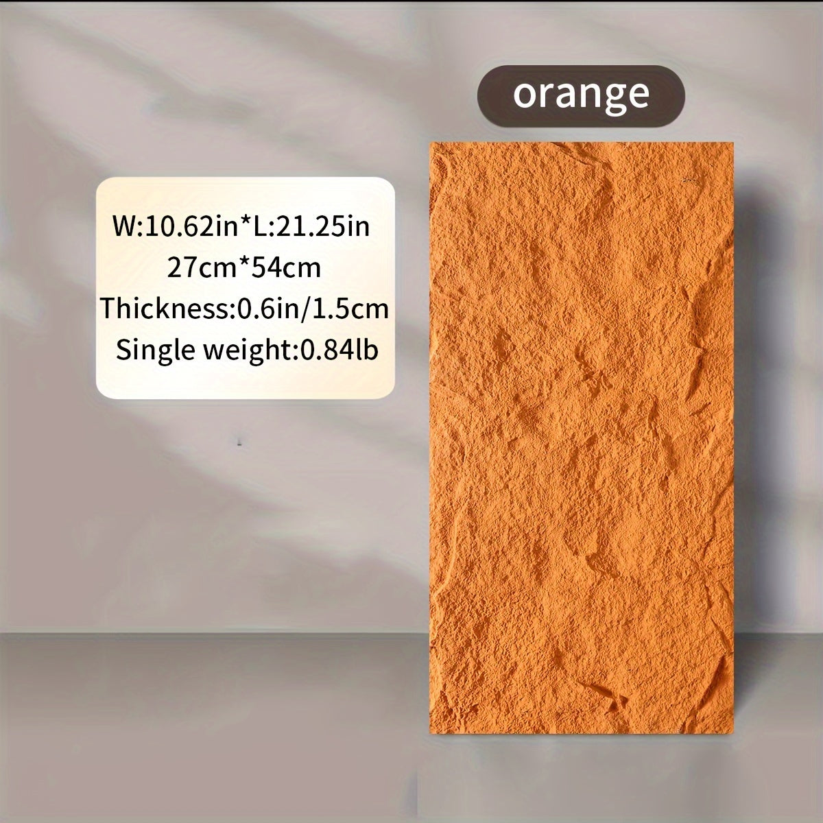 Contemporary Reusable PU Stone Wall Decal 26.97cm x 53.98cm Multi-Surface