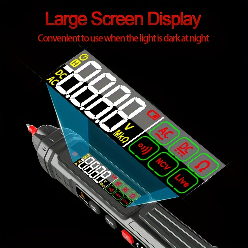 Multímetro de pluma digital de rango automático, sin contacto, voltaje, resistencia, alta precisión 0.1, alimentado por batería