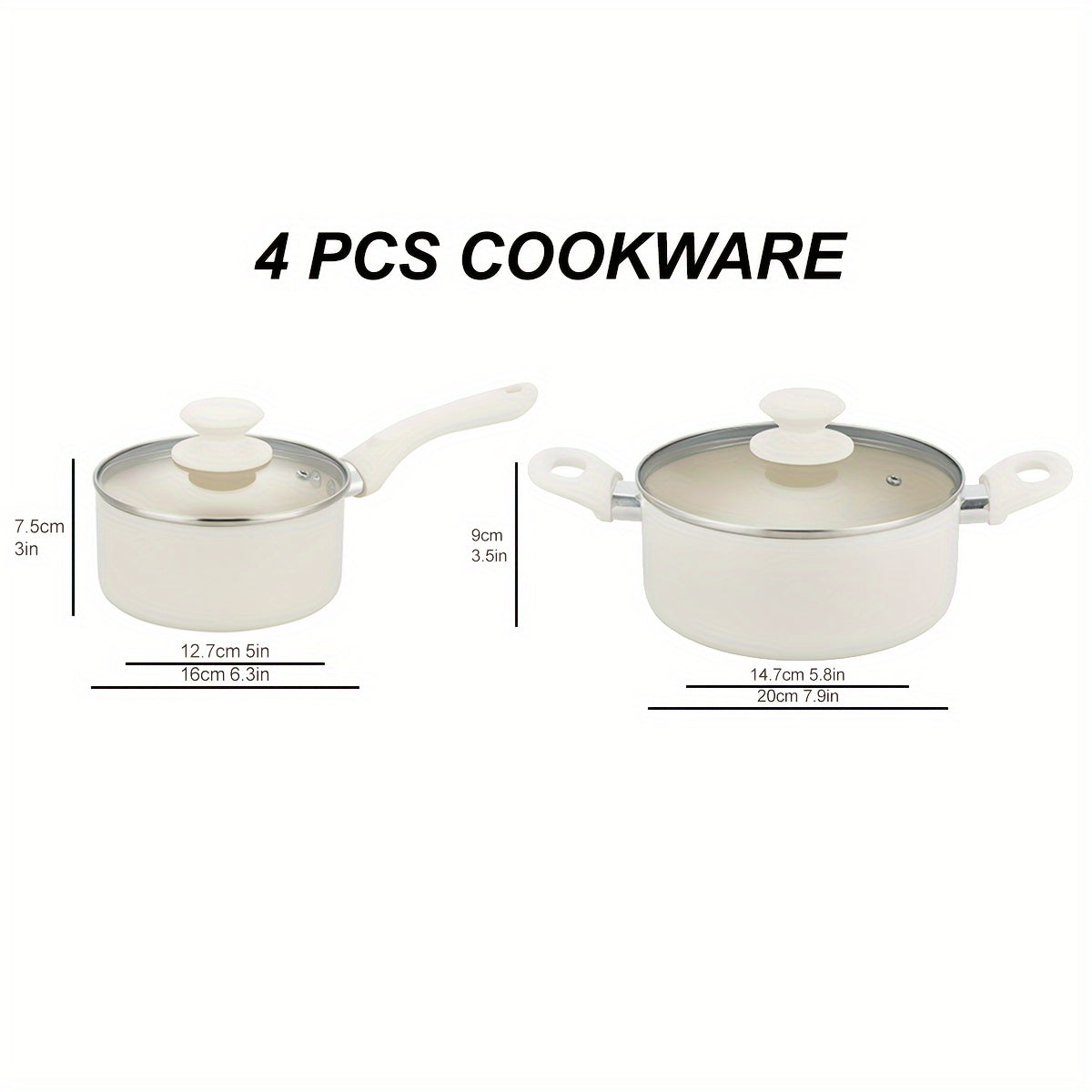 Ceramic Cookware Set with Lids 1.5 and 3 Quarts Induction Safe PFOA Free