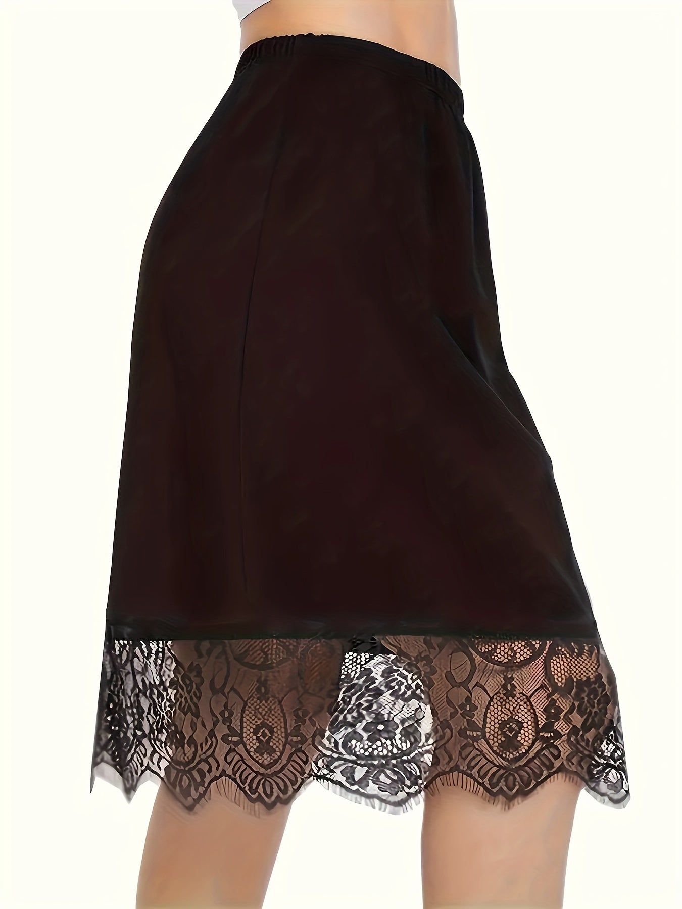 Plus Size Lace Stitching Skirt Casual Elastic Waist Spring Summer Women