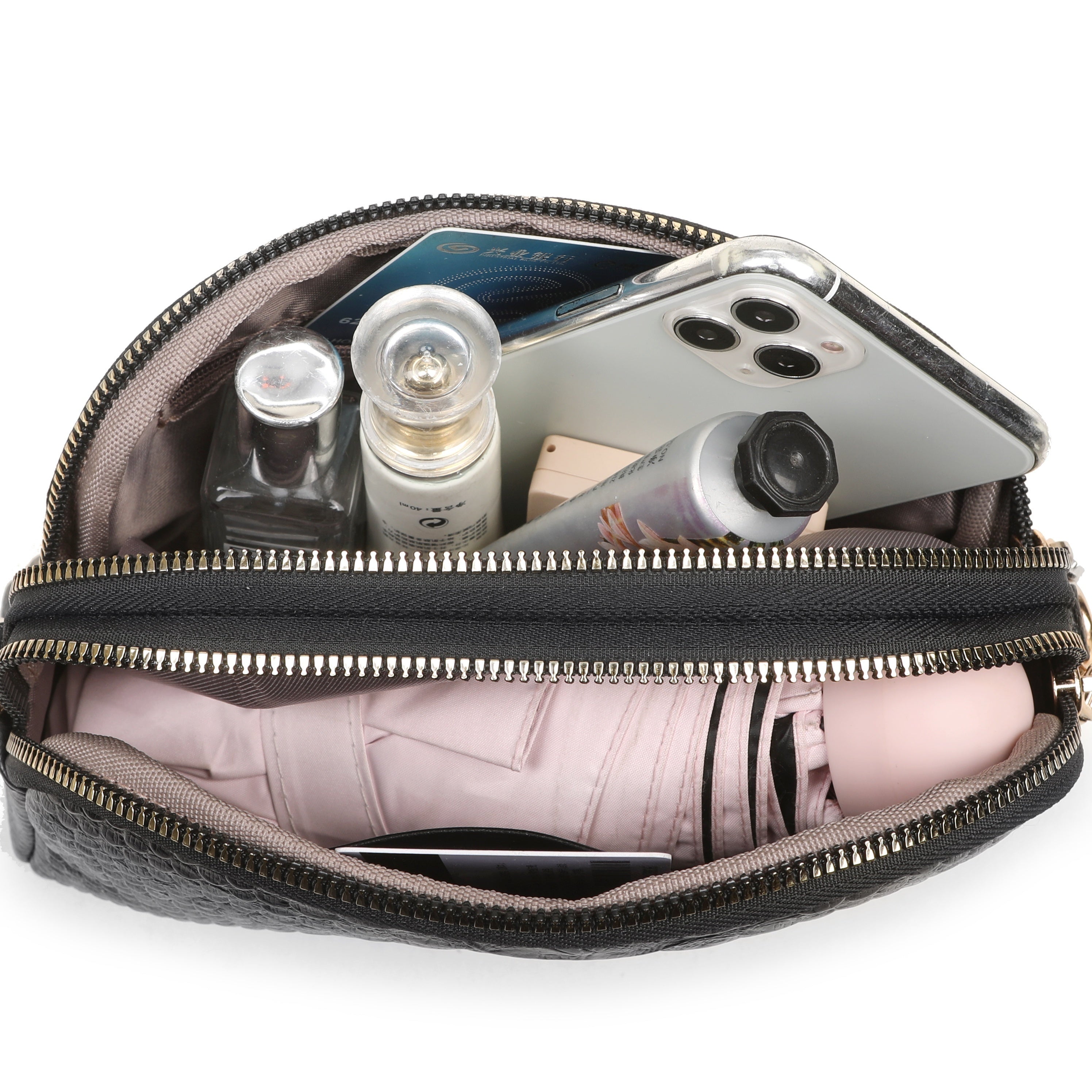 Bolso bandolera de cuero con estampado de serpiente a la moda con cierre de cremallera para mujer negro beige caqui