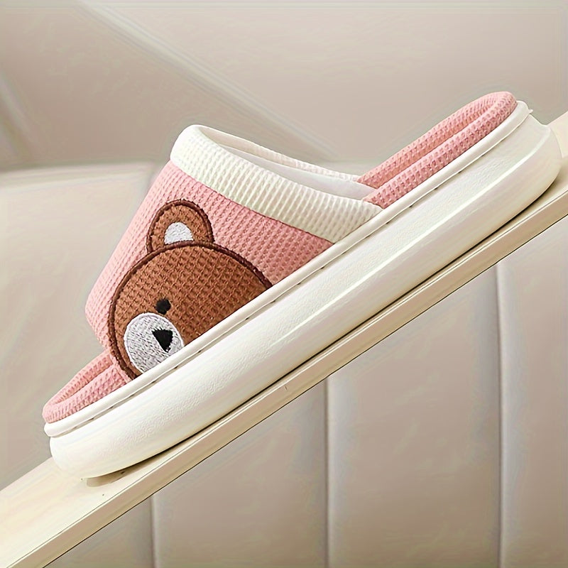 Women's Linen Indoor Slippers Non-Slip Breathable for Home Use