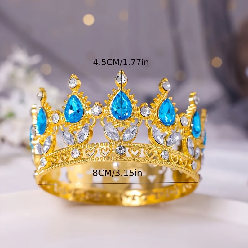 Mini Crown Hair Accessory for Brides Baroque Style with Rhinestones and Green Gems