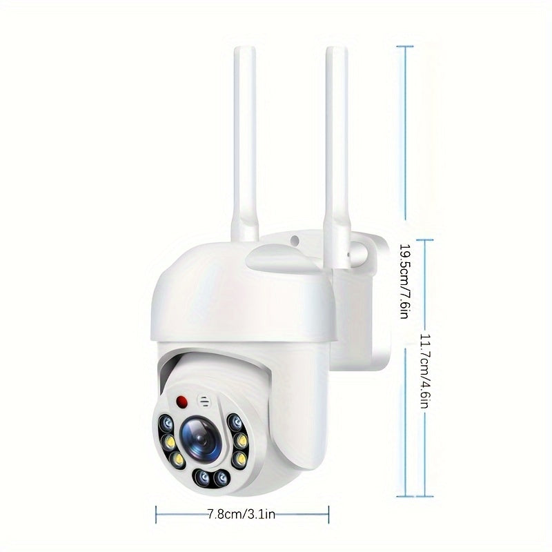 Tashqi Wifi CCTV kamerasi avtomatik kuzatuv, to'liq rangli kun va tun monitoringi, AI harakatni aniqlash, ikki tomonlama ovozli interkom va 360 daraja panoramali ko'rinish bilan.