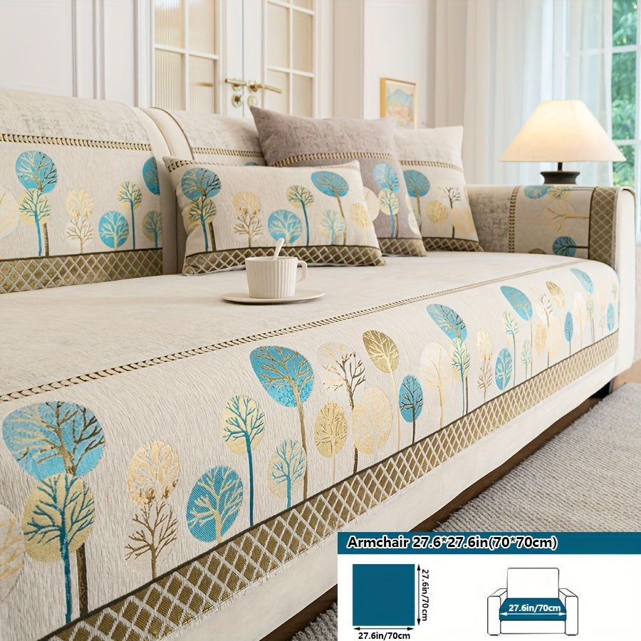 Нескользящая накидка на диван с мотивом дерева для 1-4 местных диванов, безопасна для домашних животных, моется в машине, прочная