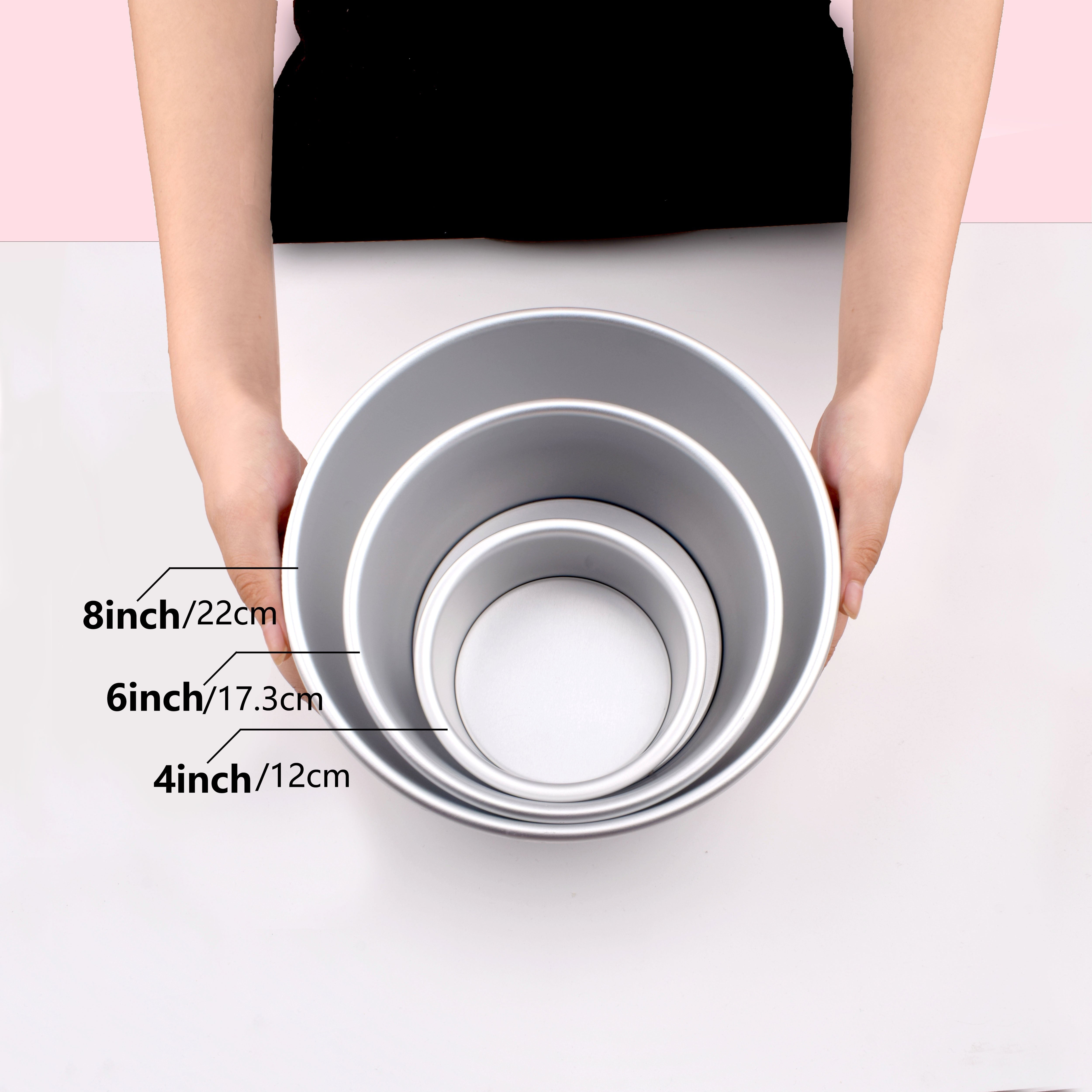 Removable Bottom Round Cake Pans Set 3 Sizes Non-Stick Aluminum Baking Molds
