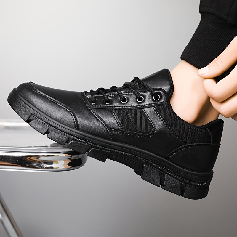 Мужские черные повседневные кроссовки низкого хода с шнуровкой, тканевый внутренний материал, ПВХ подошва, тканевая стелька