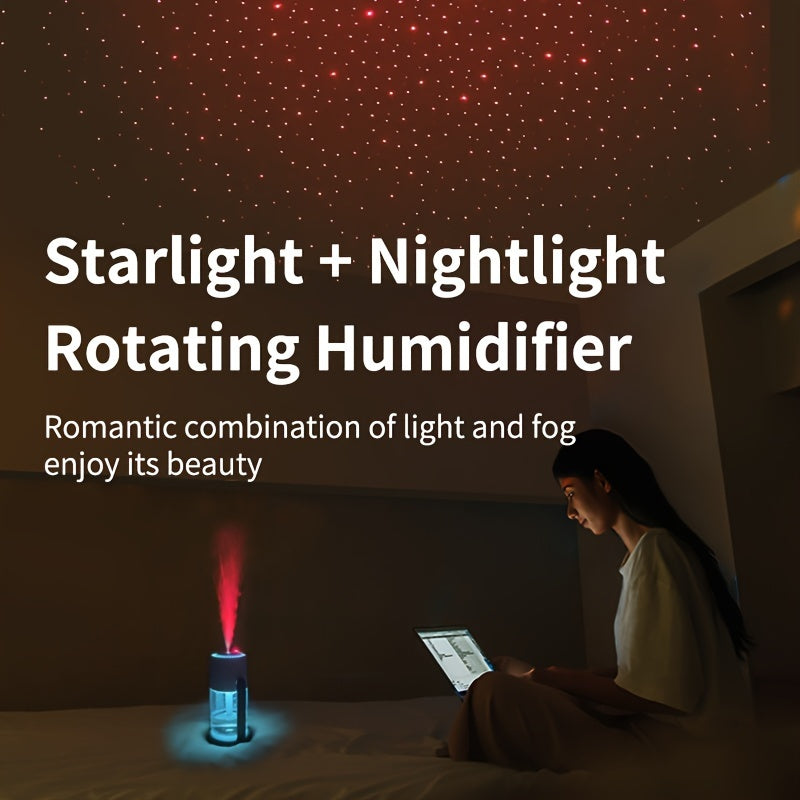 Ultrasonic Humidifier with Aromatherapy Diffuser 280mL Starry Sky Projector Dual Spray