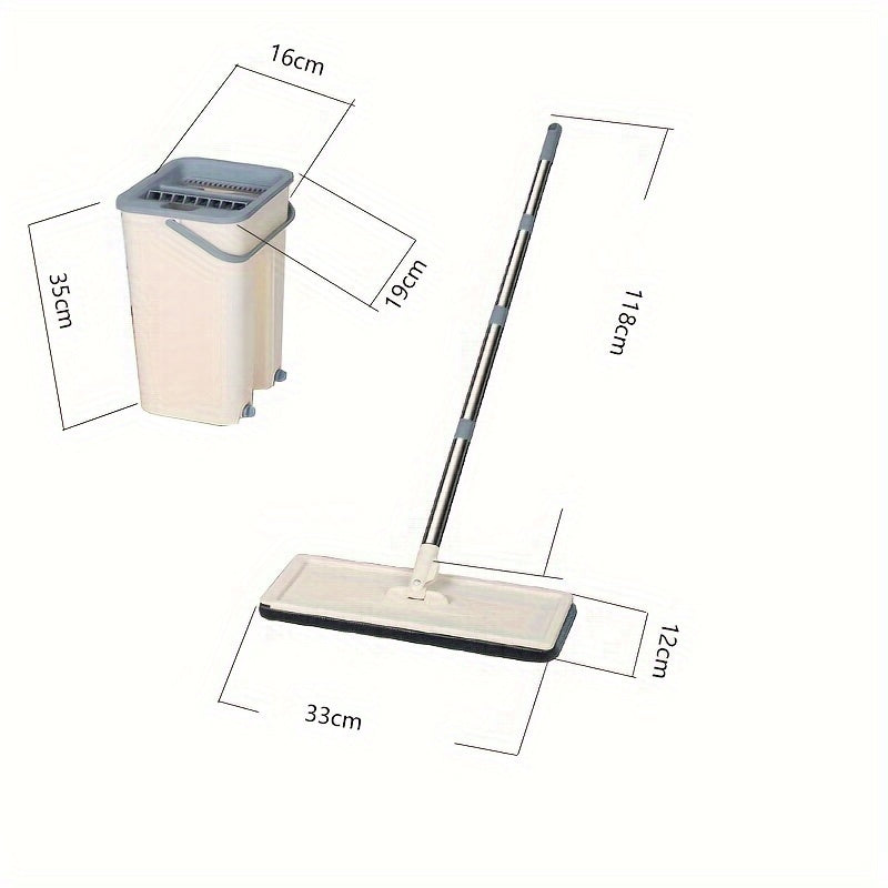 "Tekis Sıxish Mopu va Vedro To'plami, Siğirli Po'lat Tutqichi va Mikrofiber Padlar, Qo'l Bilan Boshqarish, Uy Oshxonasini, Yotoqxonani, Hammomni va Yashash Xonasini Tozalash uchun Ideal, 2 Ta Qayta To'ldirish va Dranaj Teshigi Xususiyati bilan"