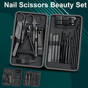 Set of 24 Nail Clipper and Trimming Tools with Travel Case Manicure Pedicure Kit