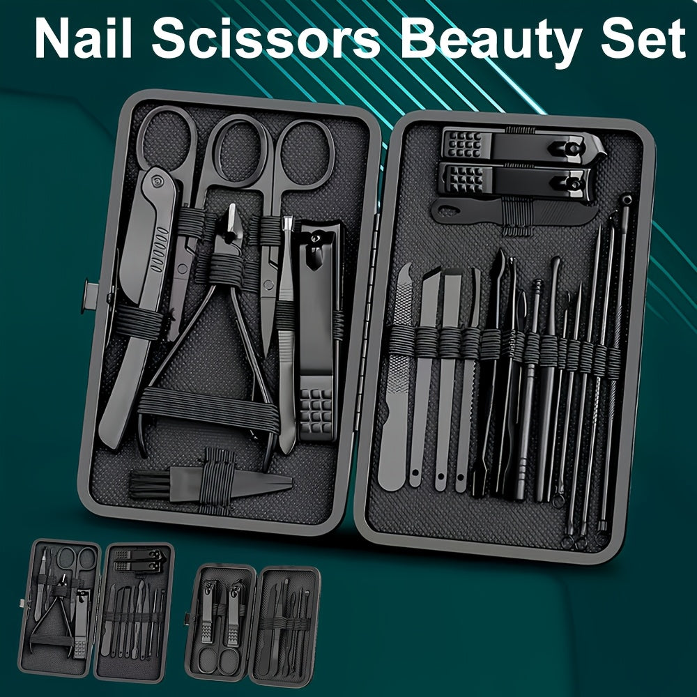 Set of 24 Nail Clipper and Trimming Tools with Travel Case Manicure Pedicure Kit