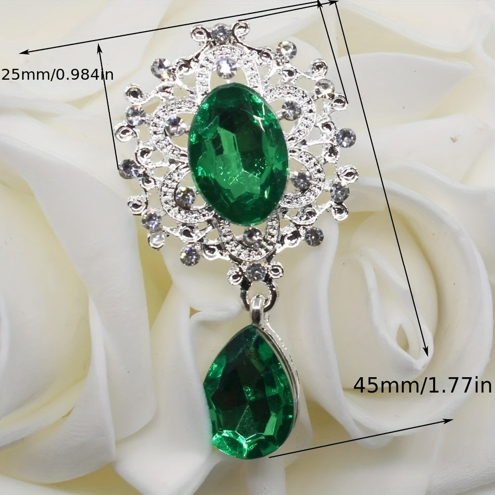 Set of 10 Rhinestone Brooches for Wedding Invitations, Gift Boxes, and Glasses