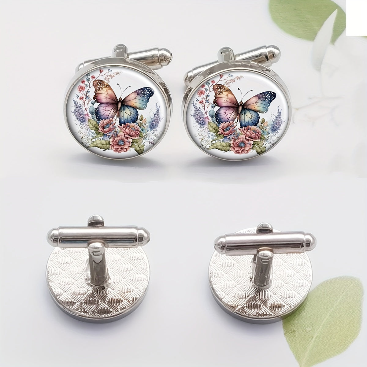 Мужские и женские металлические запонки с винтажным бабочковым цветочным дизайном для смокинга или свадьбы