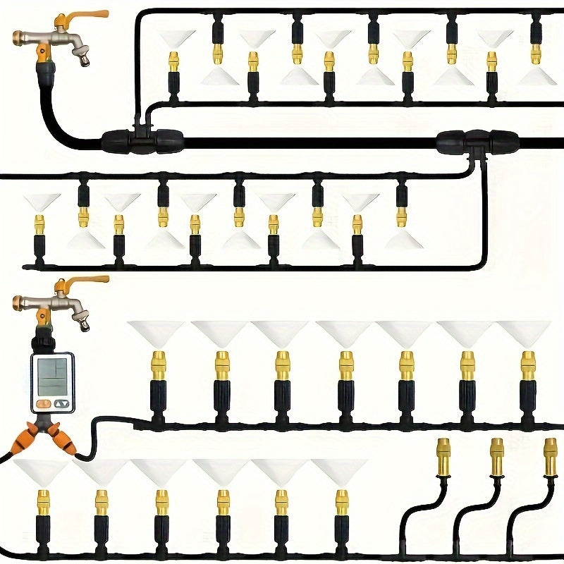 Уличная система охлаждения с туманом, диапазон 5-30 м, латунные распылители, сад, патио, теплица