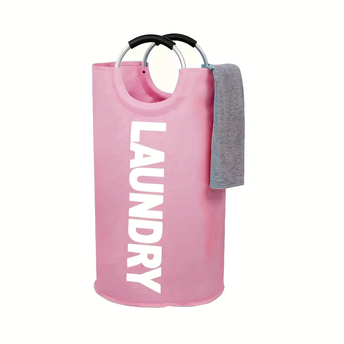 Extra-Large Waterproof Nylon Laundry Basket with Padded Handle Foldable Storage Bin