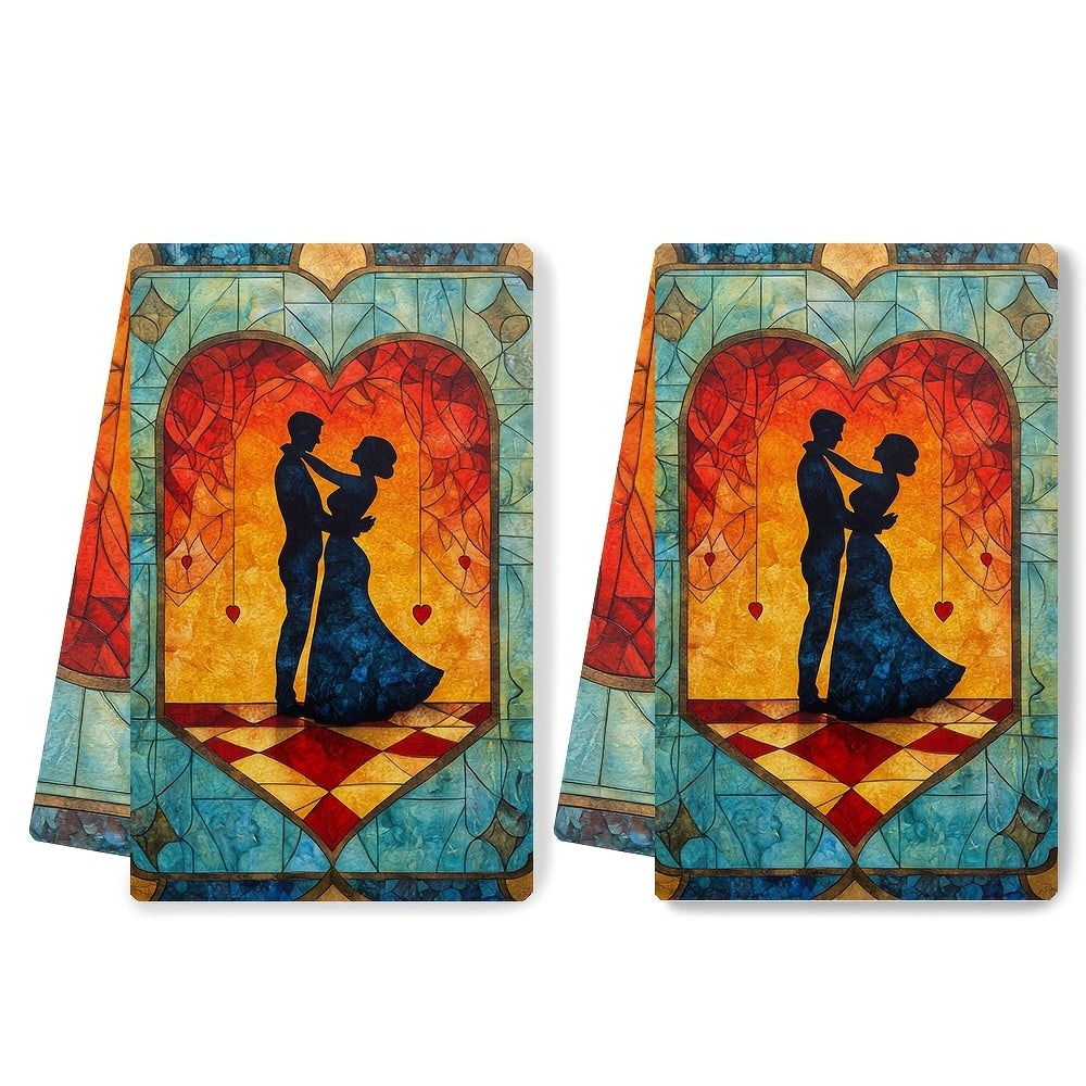 Juego de 2 toallas de cocina suaves con escena de pareja bailando, toallas decorativas