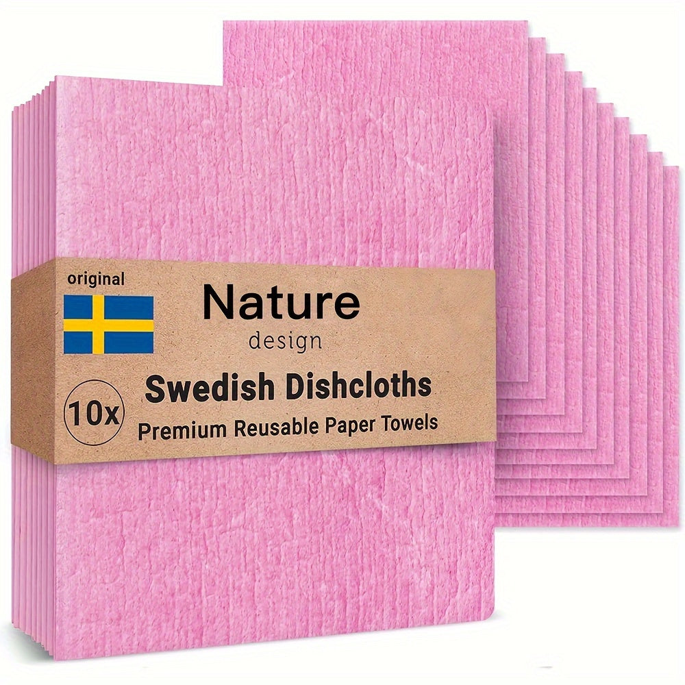 Pink Reusable Swedish Dishcloths for Kitchen Cleaning and Gift