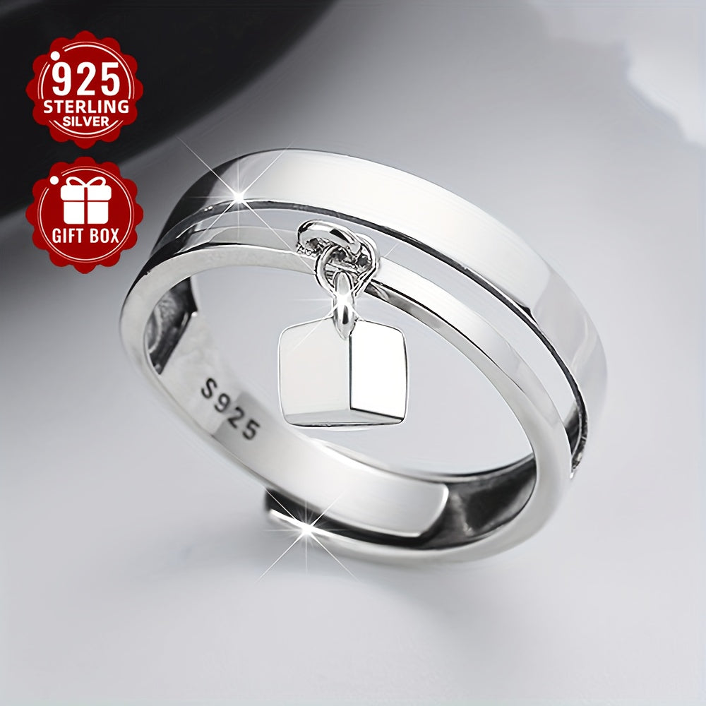 Sleek 1PC S925 Sterling Silver Ikki qatlamli Kublar Juft Halqa, Trendy Hip-hop va Punk Usullari uchun ideal, Erkaklar va Ayollar uchun Partiyalar yoki Yig'ilishlarda Indeks Barmog'ida kiyish uchun mukammal (Taqriban 3.7 Gramm og'irlikda)