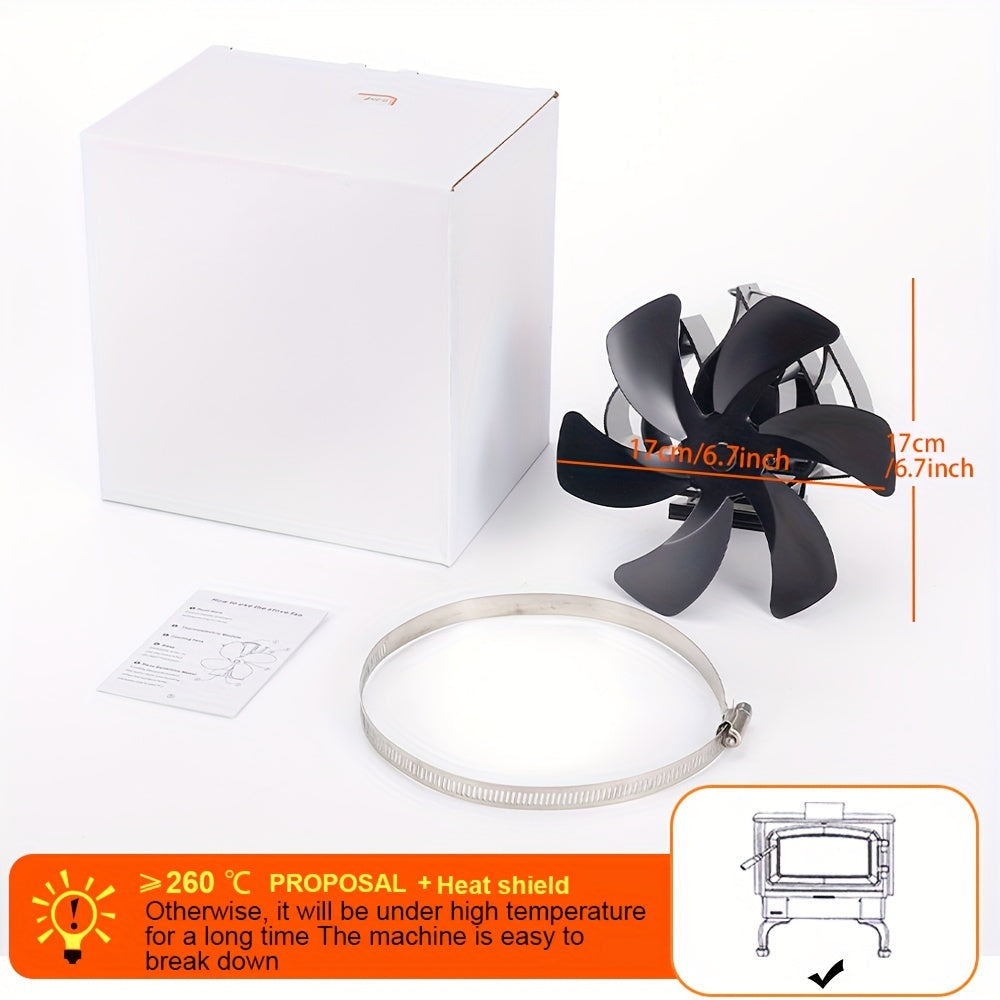 6-Blade Wall-Mounted Fireplace Fan for Wood Stove Heat Distribution