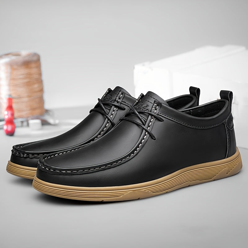 Zapatillas casuales para hombre marrón y negro, de caña baja, suela de goma, PU, cómodas para todas las estaciones