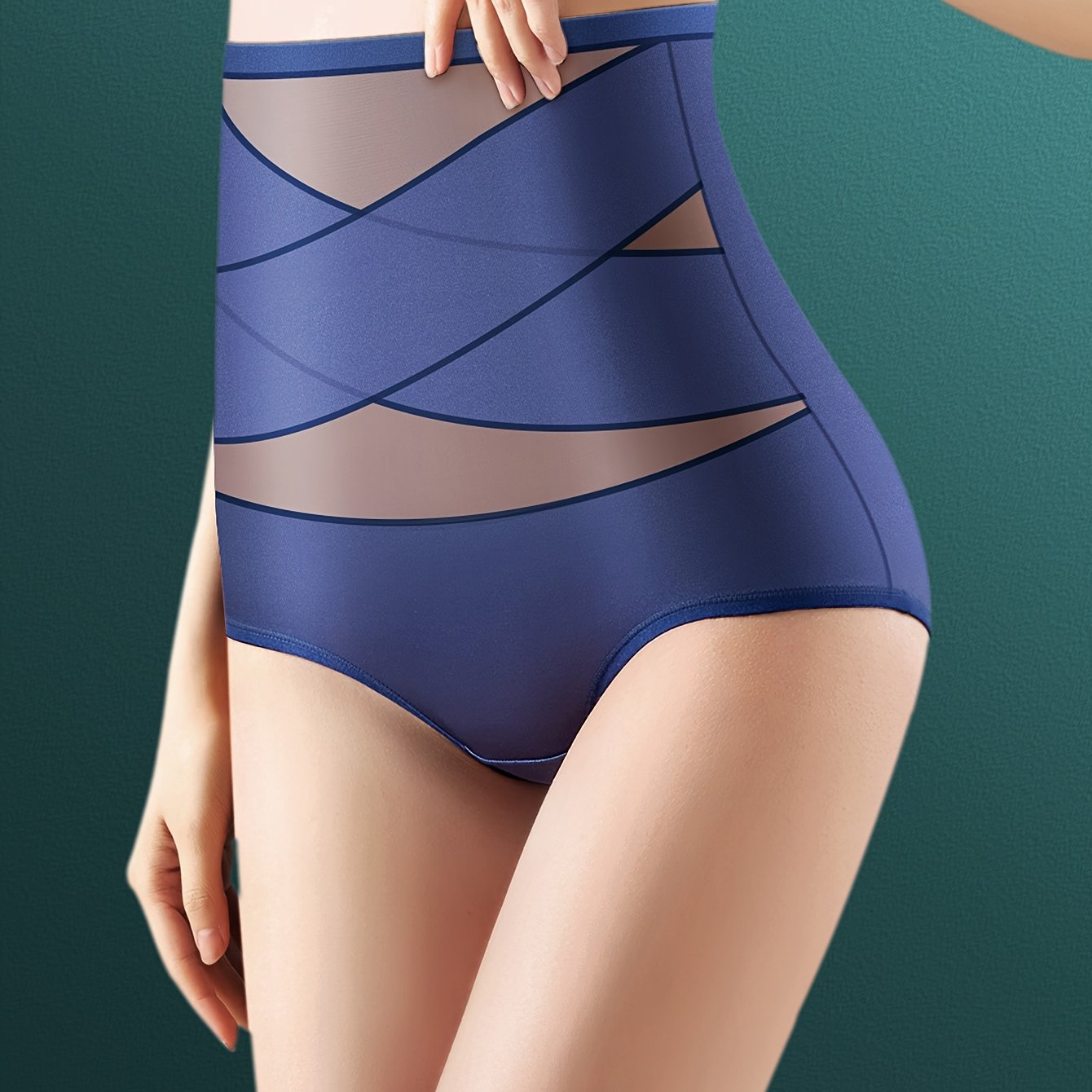 High Waisted Body Shaper Underwear Tummy Control Seamless Briefs Solid Color