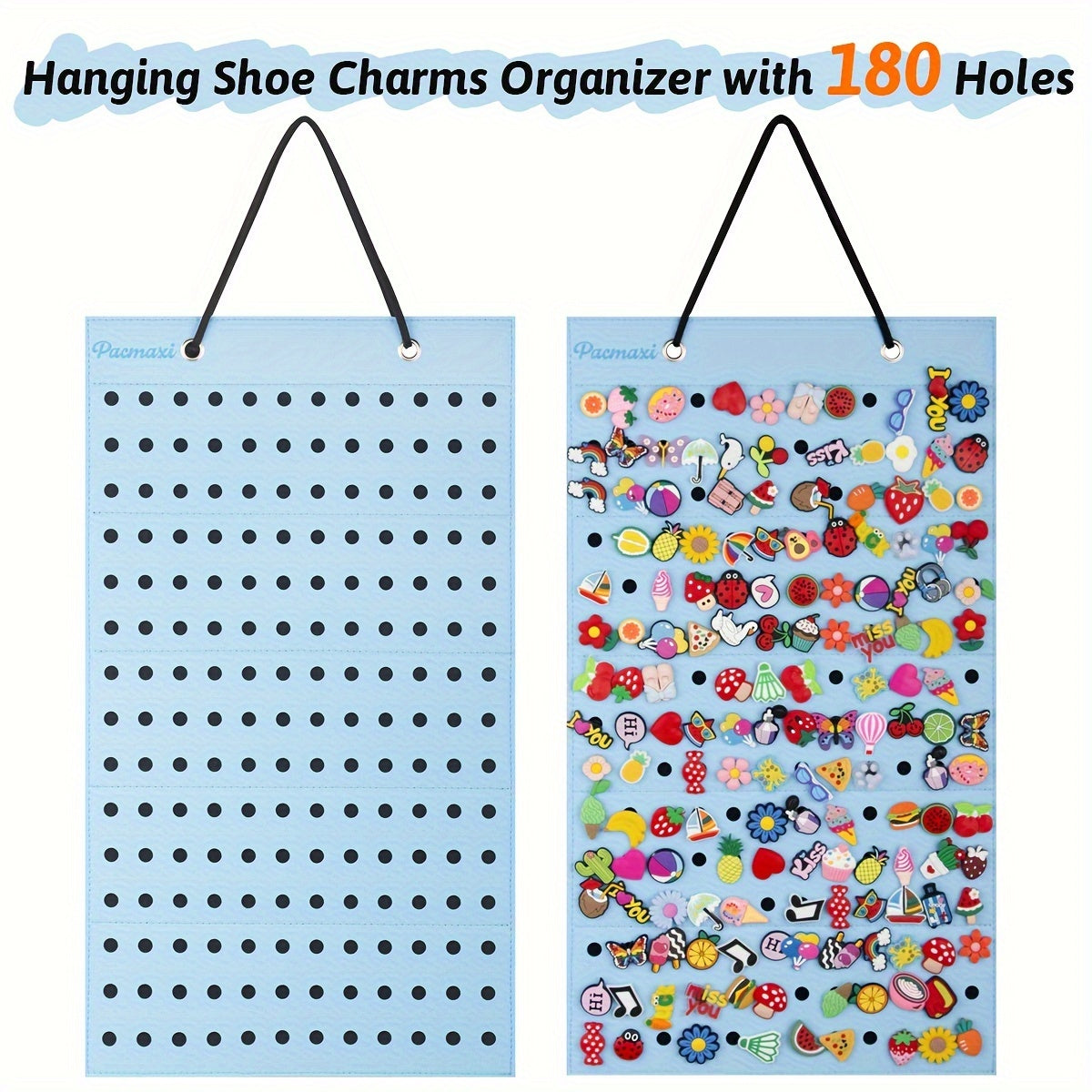 Hanging Shoe Charms Organizer Wall Mount with 180 Holes for Shoe Decorations