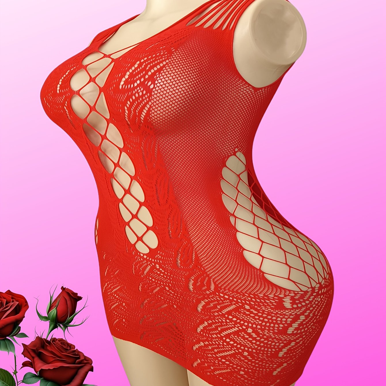 Women's Sheer Floral Lingerie Bodysuit Hollow Out No Padding Light Support