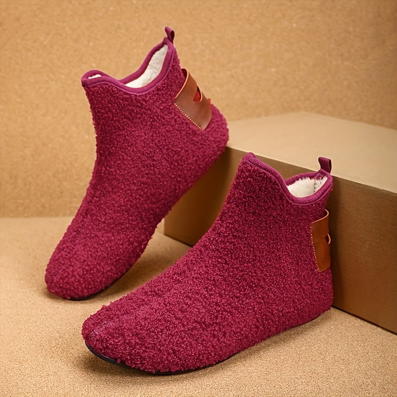 Pantuflas masculinas de interior tipo slip-on para tobillo con suela de goma antideslizante y forro de felpa