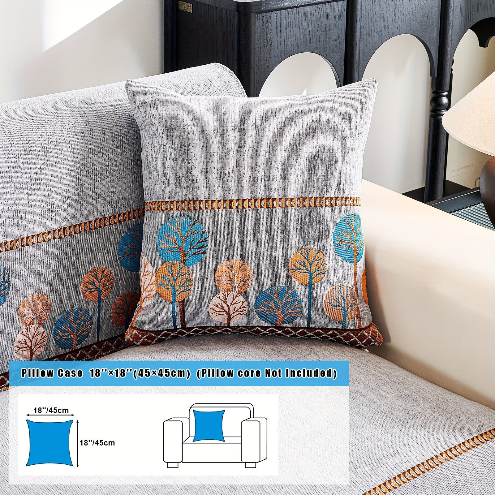 Chenille Sofa Slipcover with Geometric Embroidery Pet-Friendly Fabric for Home Decor