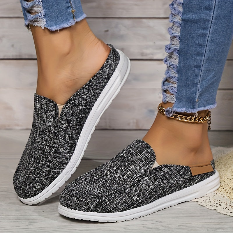 Women's Floral Print Flat Mules, Slip-On Loafers, Lightweight, Casual Shoes