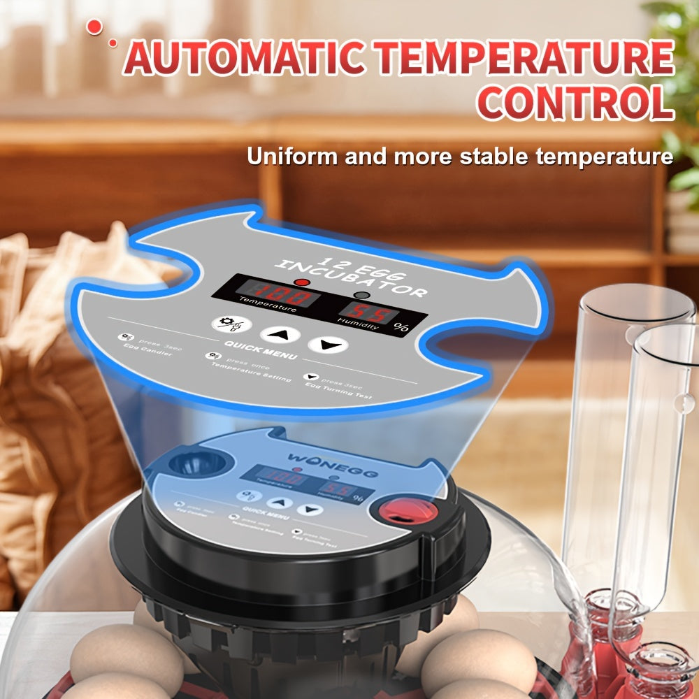 12-Egg Automatic Incubator with Egg Turning Humidity Control for Poultry Farming