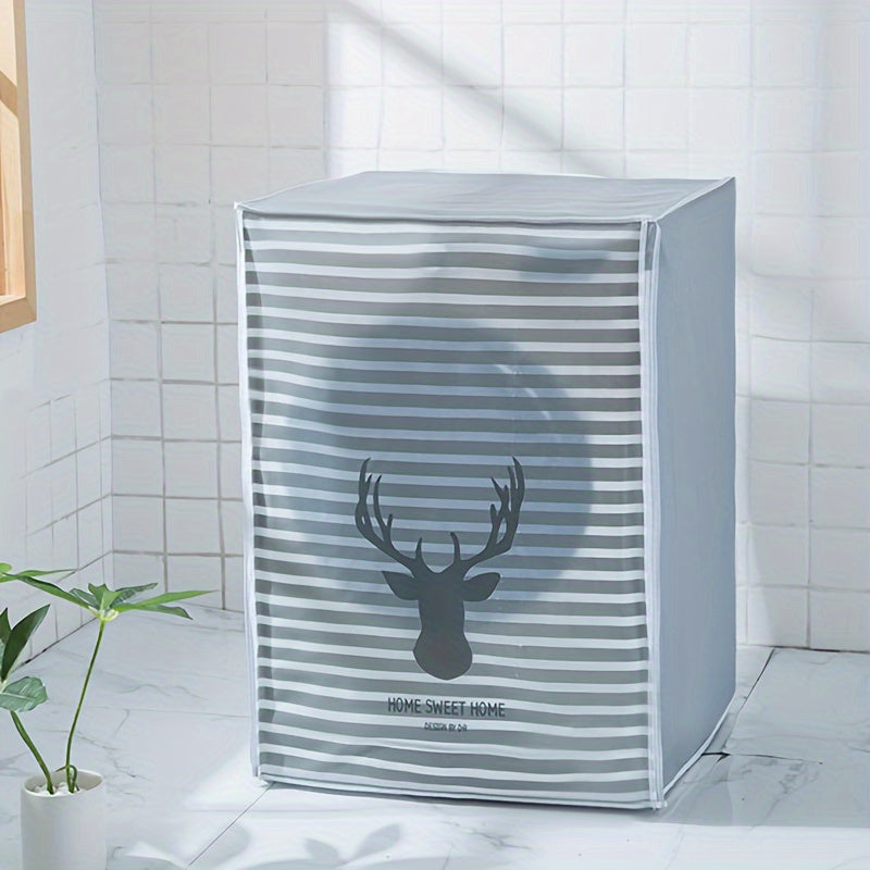 Waterproof UV-Resistant Washing Machine Cover Gray & White Dust Protector
