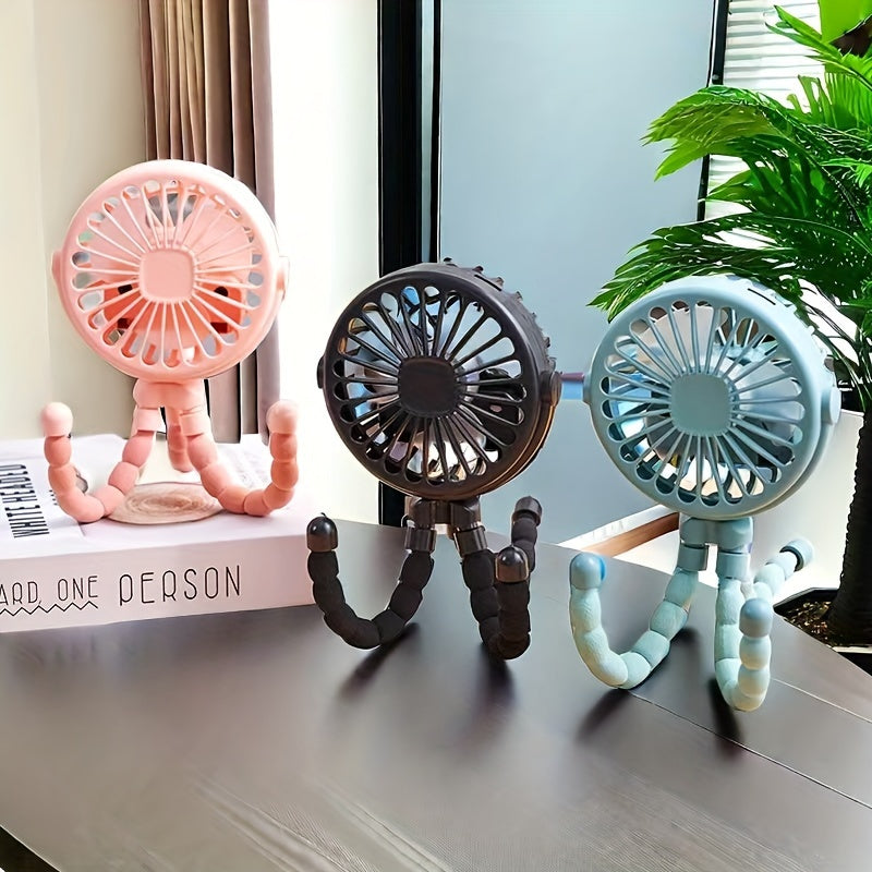 USB Rechargeable Handheld Fan with Phone Holder for Travel Office Stroller