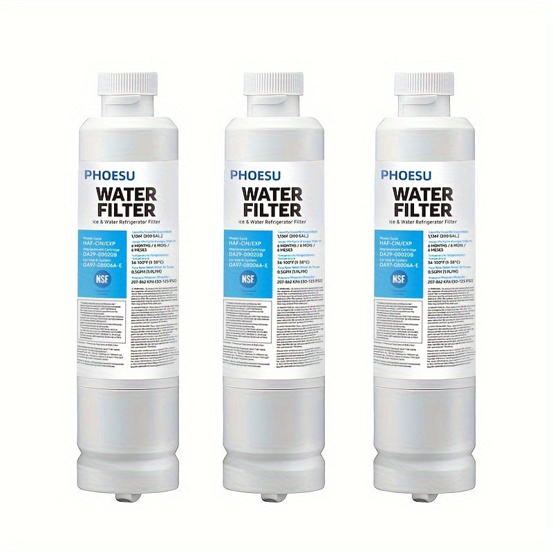 3-Pack Refrigerator Water Filters - Carbon Block, Removes 99% Contaminants