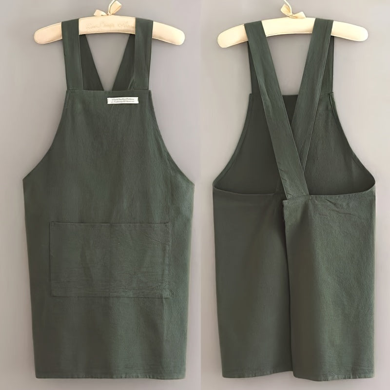 Delantal de lino japonés con bolsillos para cocinar, hornear, jardinería, lavable, duradero