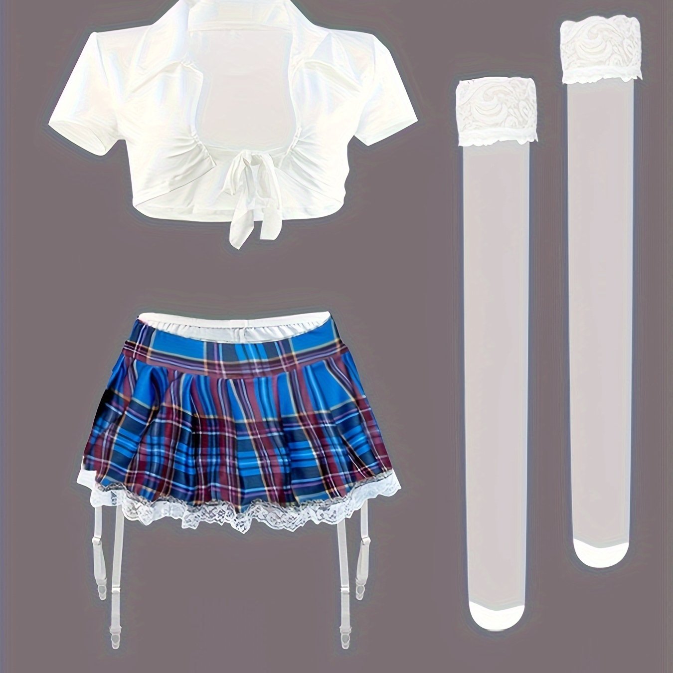 Conjunto de uniforme de otoño e invierno para mujer con medias seductoras y falda JK