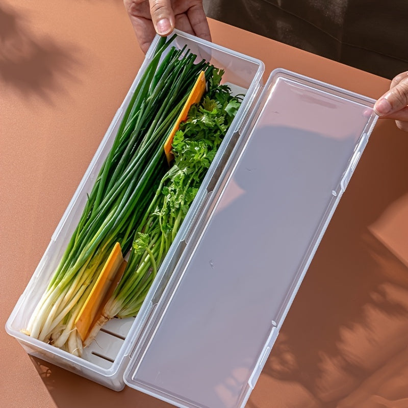Clear Plastic Vegetable Storage Box with Drainage for Kitchen Organization