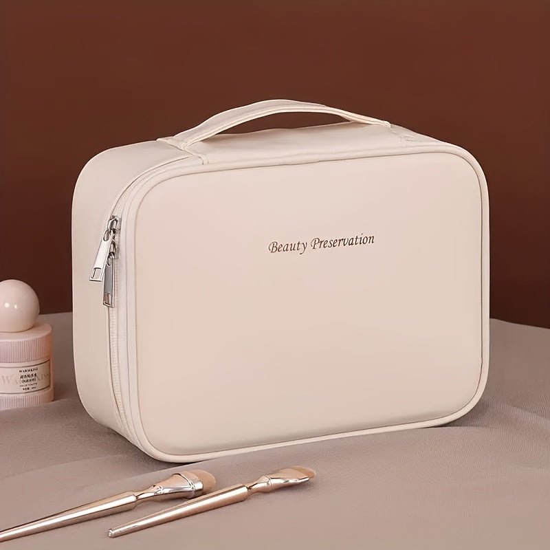 Large Capacity Detachable Cosmetic Bag for Men and Women with Multiple Layers and Brush Storage