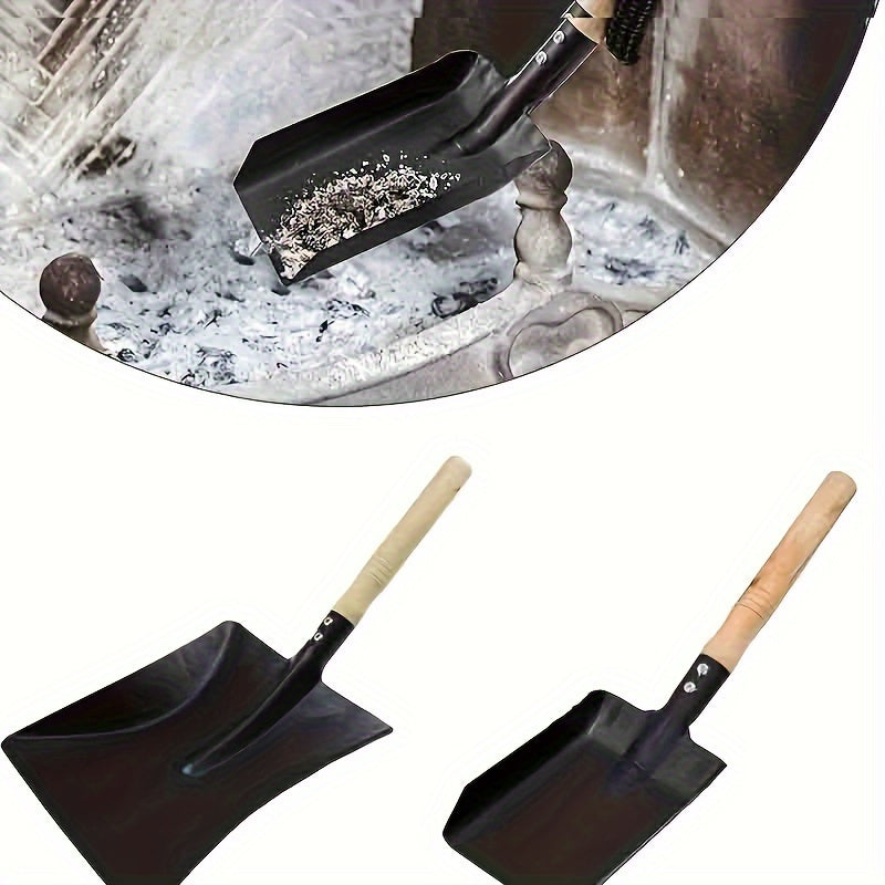 Fireplace Shovel with Wooden Handle for Ash Cleaning and Garden Cleanup
