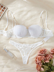 Women's Floral Lace Underwire Cami Bra and Panties Set Elegant Lingerie