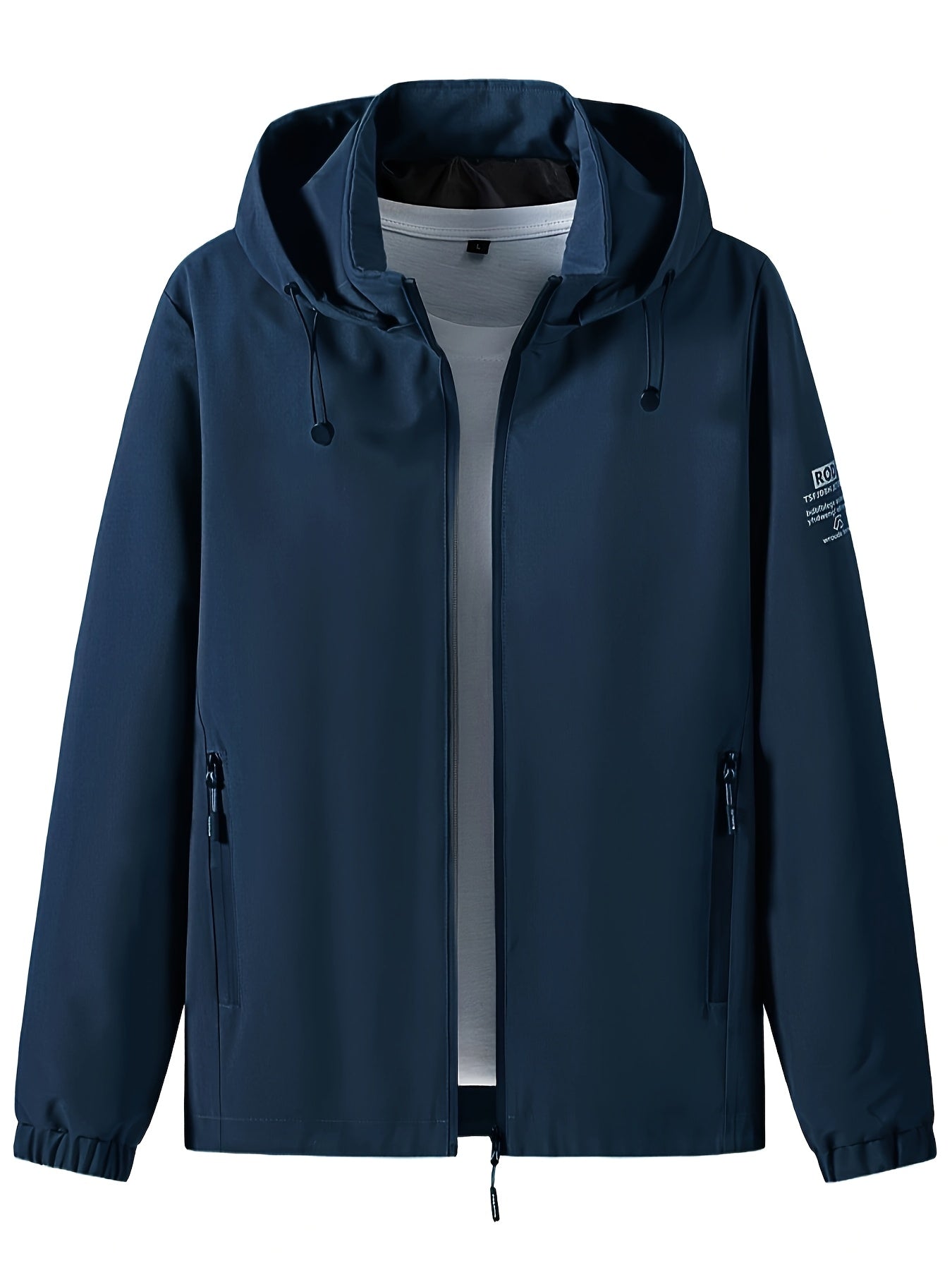 Erkaklar uchun shamol o'tkazmaydigan kapüşonli kurtka, tasodifiy koreys uslubida "Tashqi sarguzasht" tikuv bilan, qora va kulrang ranglarda mavjud.