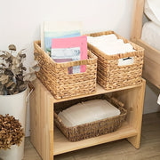 Water Hyacinth Storage Baskets Set of 2 Rectangular Home Organizer with Handles