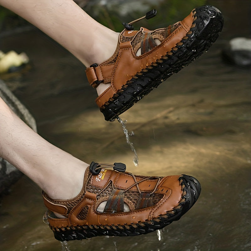 Men's Mesh Sandals with Adjustable Drawstring for Outdoor Casual Walking