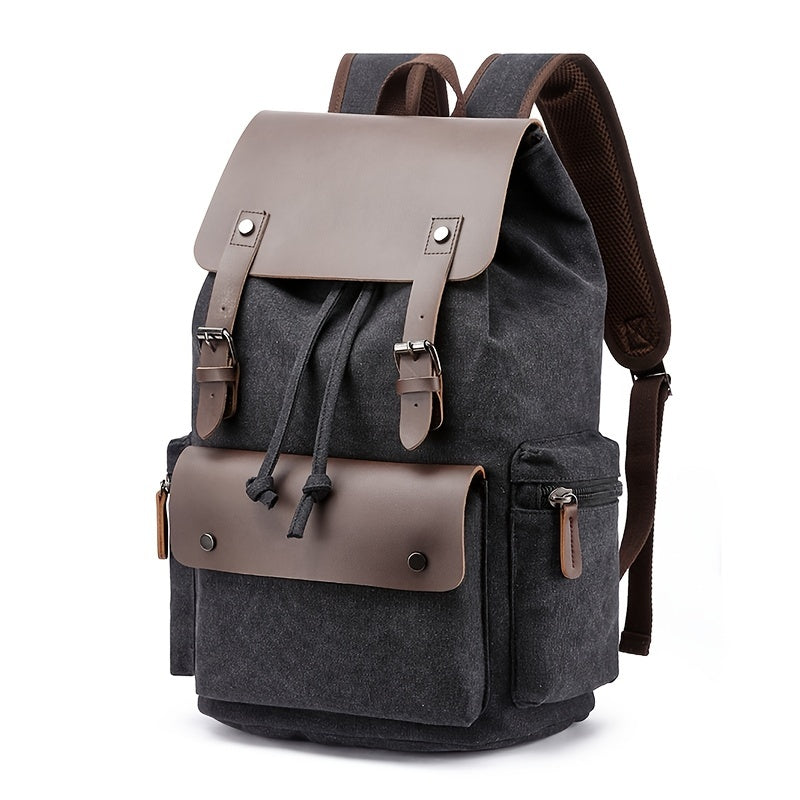 Retro Canvas Backpack for Students Travel and Business with Laptop Compartment