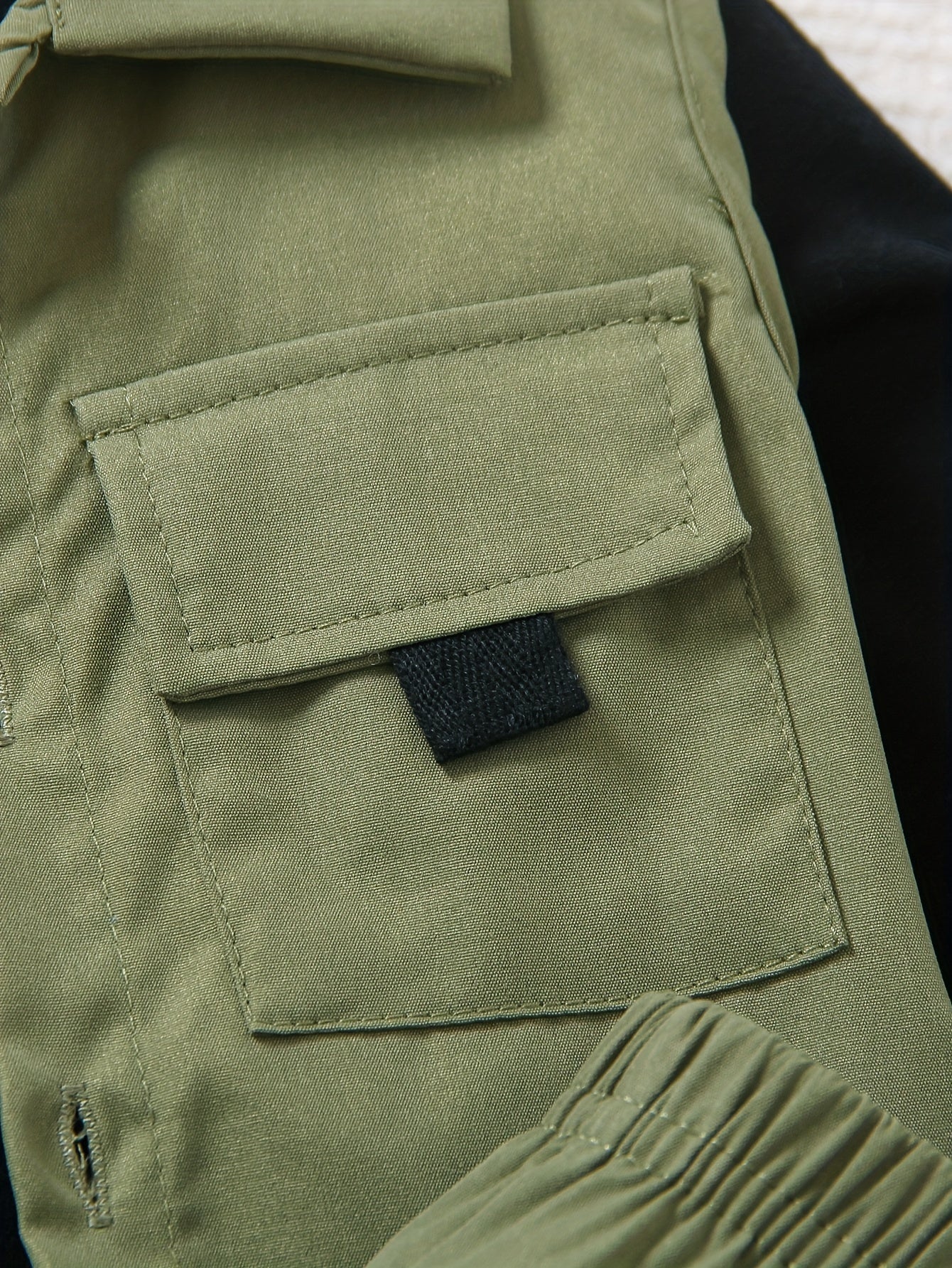 Мальчики 3-частный комплект уличного стиля: жилет оливкового цвета, длинный рукав, футболка, джоггеры, весна-осень